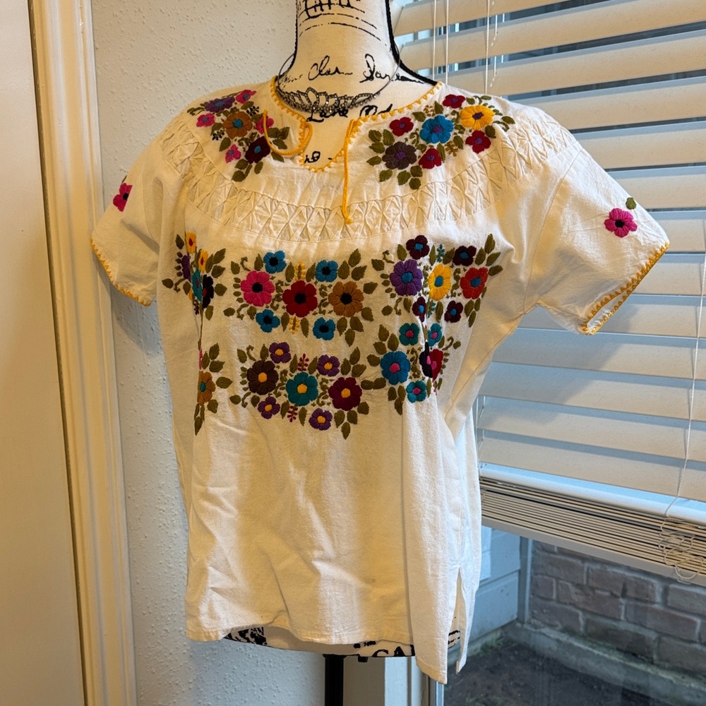 Embroidered Floral White Top